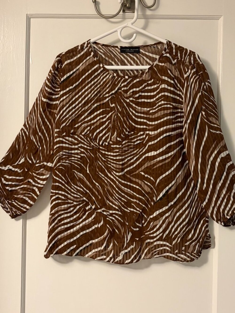 Lene Sand Copenhagen sheer abstract striped animal print blouse size 8